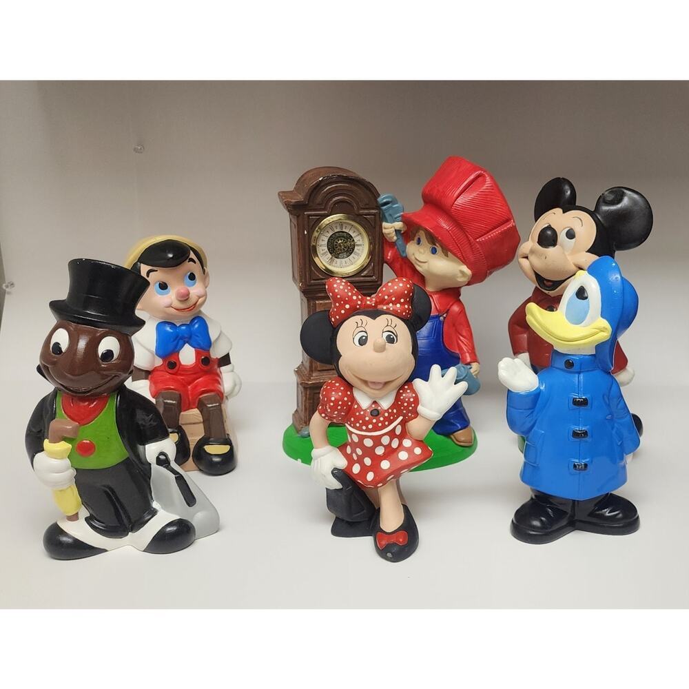Walt Disney Production 6 RARE Vintage Mickey & Minnie Mouse Ceramic Figurines